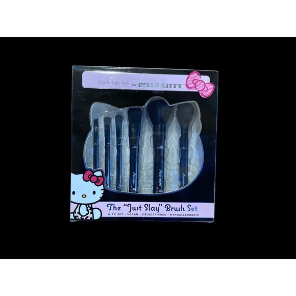 Hello Kitty  6-Pc Vegan Cruelty-Free Makeup Brush Set "Just Slay" New In Box - Picture 5 of 7